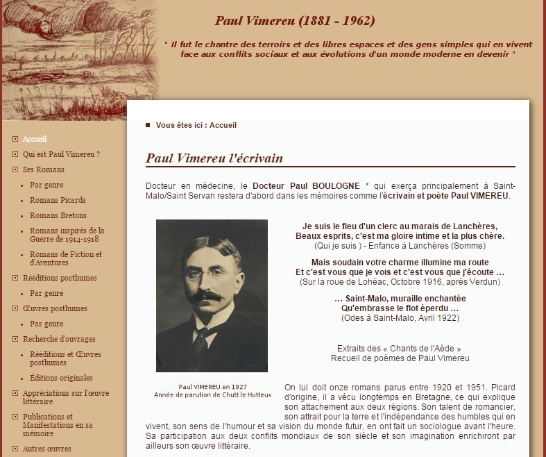 Site à propos de l'écrivain Paul Vimereu
